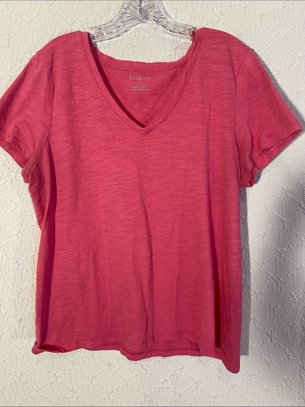 Talbots Coral-Pink V-Neck Short Sleeve Tee XL women’s comfortable casual
